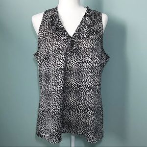 Ann Taylor Ruffle Animal Print Tank